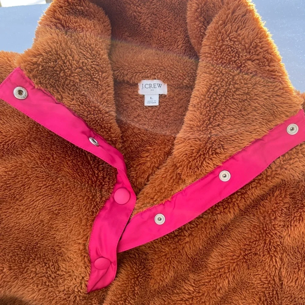 J. Crew Brown Fleece with Pink Trim​​